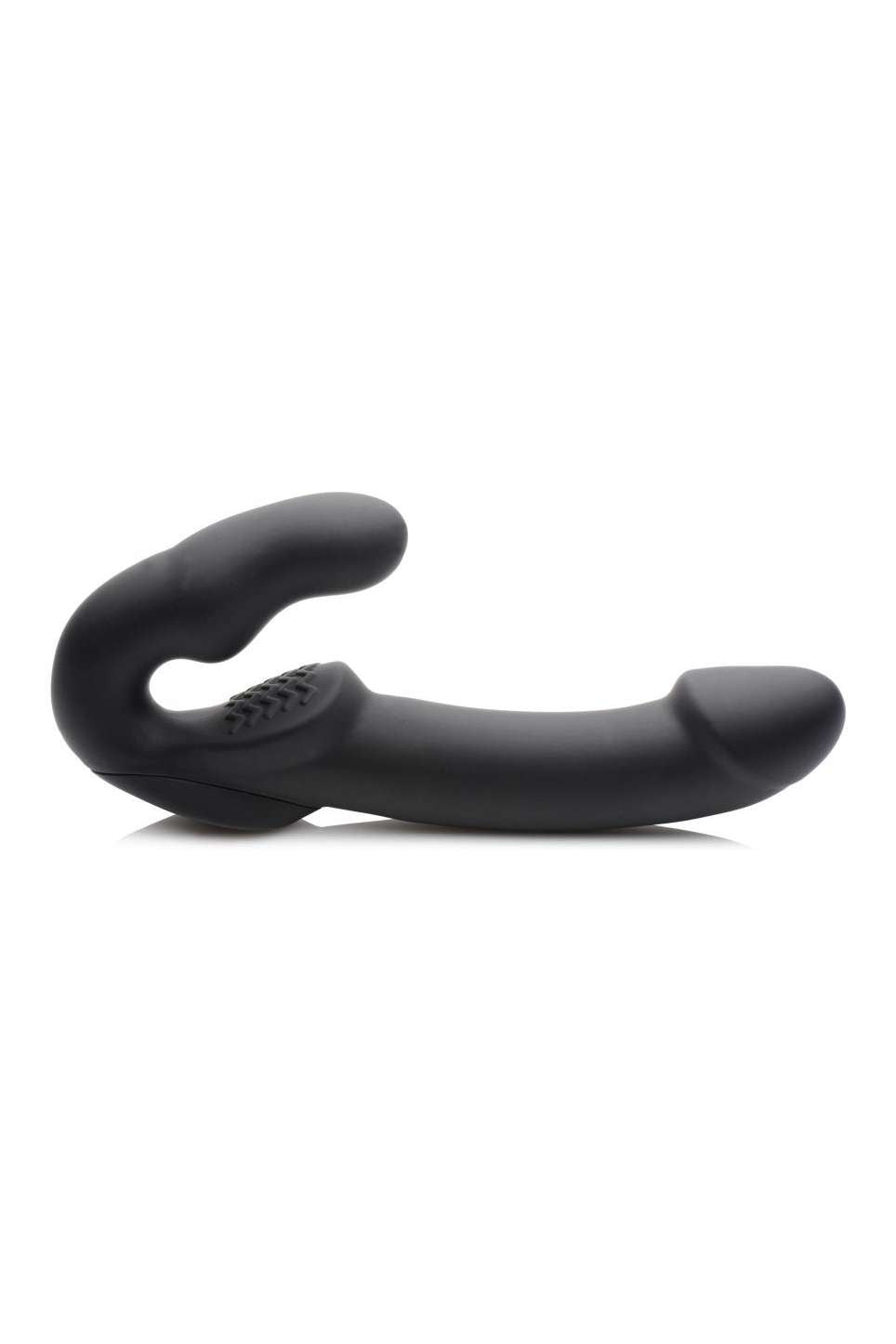 Evoke Rechargeable Vibrating Silicone Strapless Strap On - Black freeshipping - ToysZone.ca