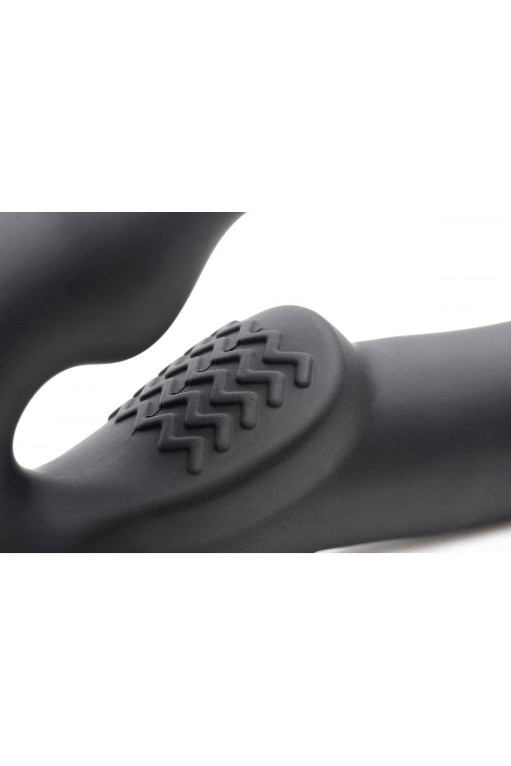Evoke Rechargeable Vibrating Silicone Strapless Strap On - Black freeshipping - ToysZone.ca
