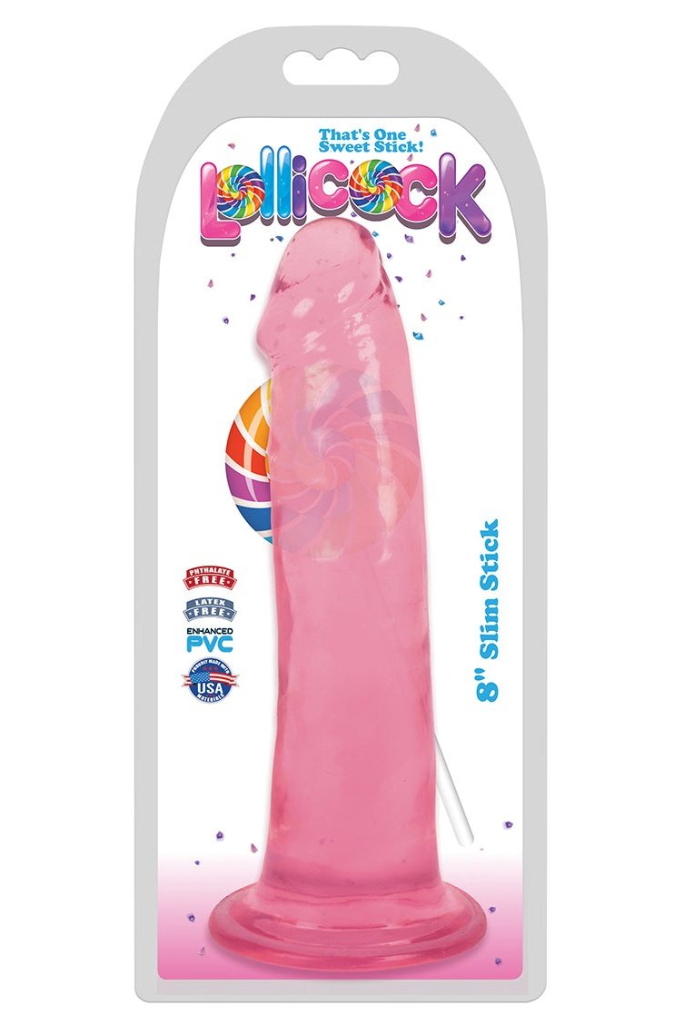 8 Inch Slim Stick Cherry Ice Dildo Free Shipping