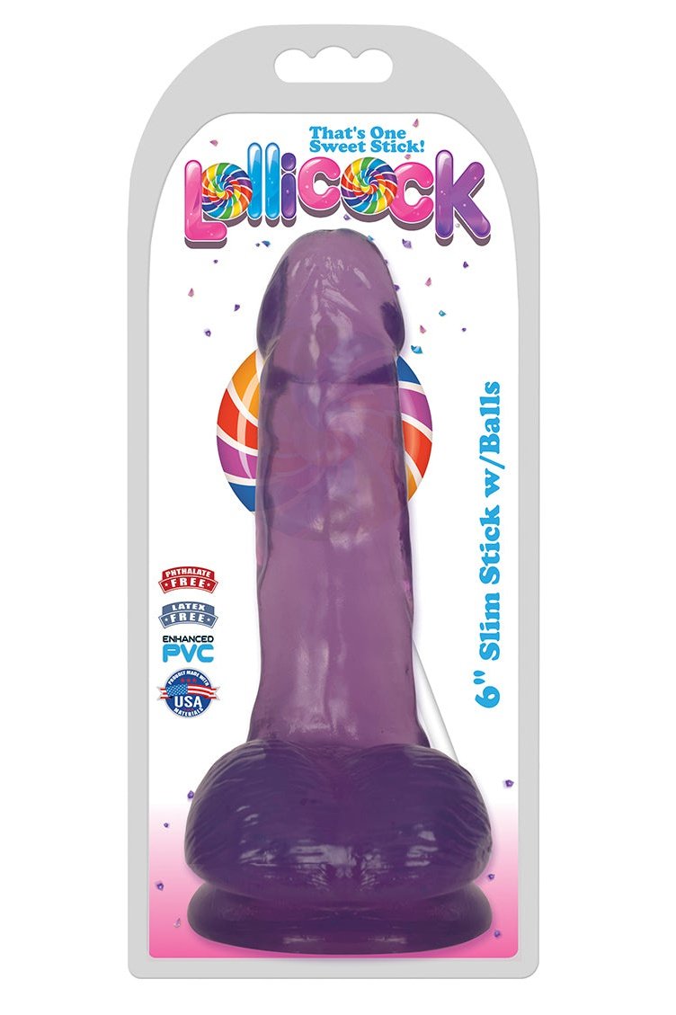 6 Inch Slim Stick with Balls Grape Ice Dildo Free Shipping