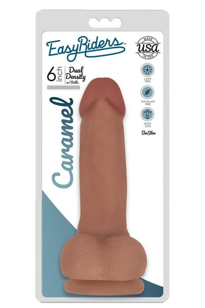 Easy Riders 6 Inch Dual Density Dildo With Balls - Tan Free Shipping