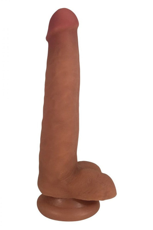 Easy Riders 8 Inch Dual Density Dildo With Balls - Tan