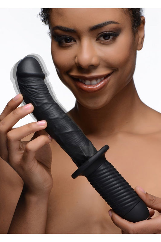 The Large Realistic 10X Silicone Vibrator with Handle Free Shipping