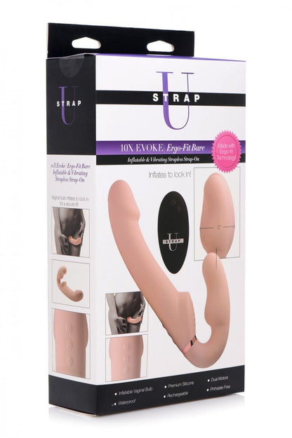 Remote Control Inflatable Vibrating Silicone Ergo Fit Strapless Strap-On free shipping - ToysZone.ca