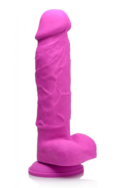 Power Pecker 7 Inch Silicone Dildo with Balls - Pink Free Shipping