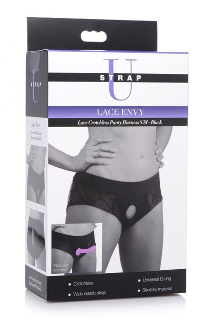 Lace Envy Black Crotchless Panty Harness - S-M freeshipping - ToysZone.ca