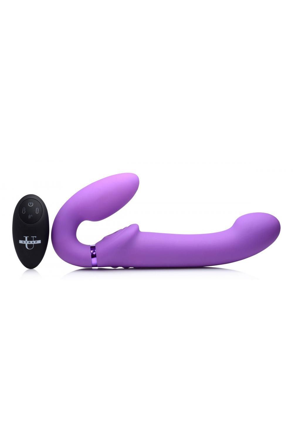 10X Remote Control Inflatable and Vibrating Strapless Strap-on - Purple free shipping - ToysZone.ca