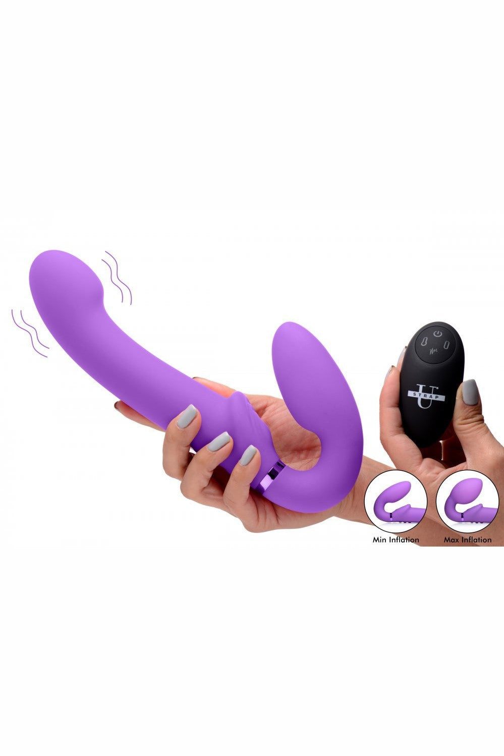 10X Remote Control Inflatable and Vibrating Strapless Strap-on - Purple free shipping - ToysZone.ca