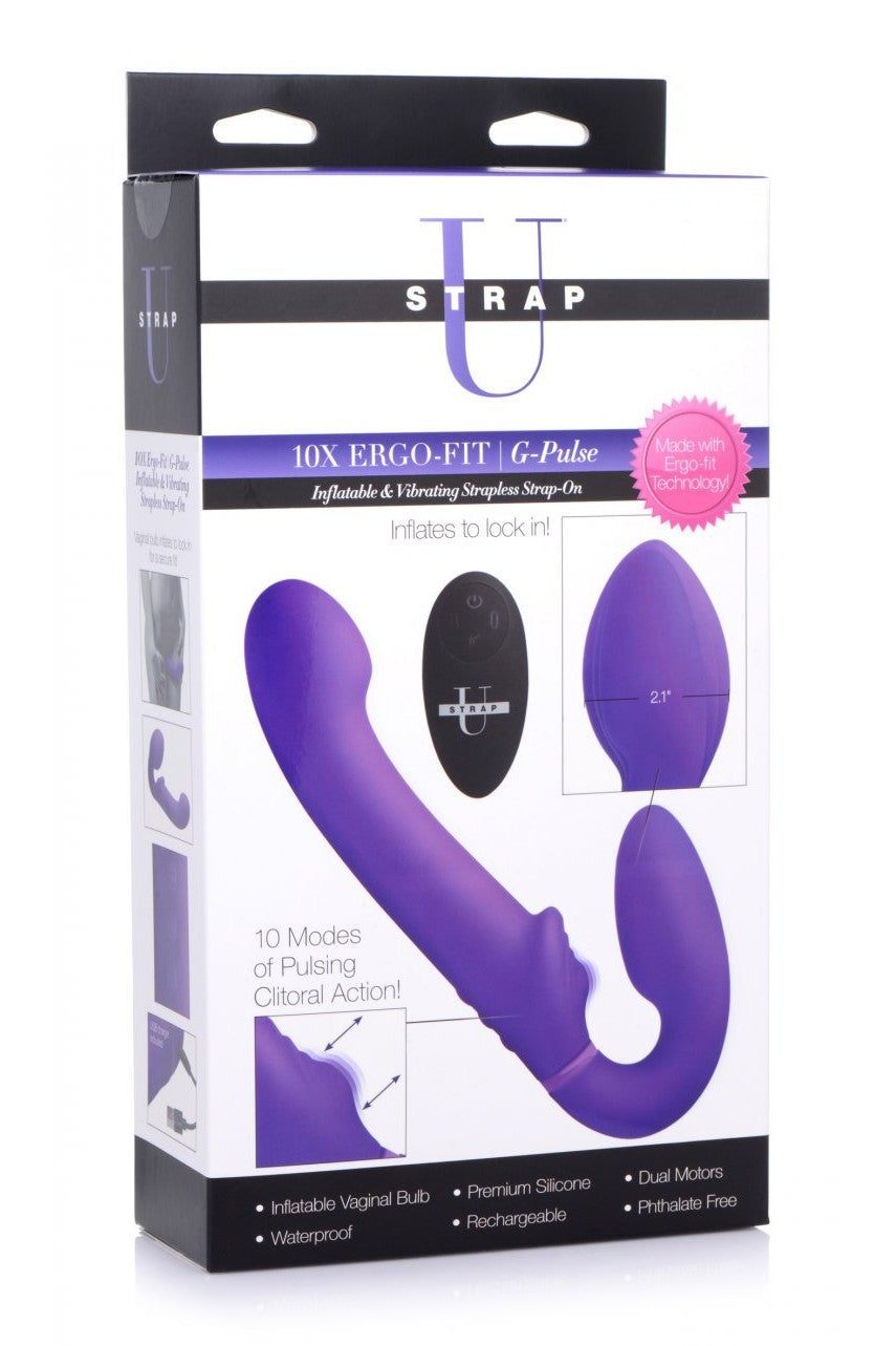 10X Remote Control Inflatable and Vibrating Strapless Strap-on - Purple free shipping - ToysZone.ca