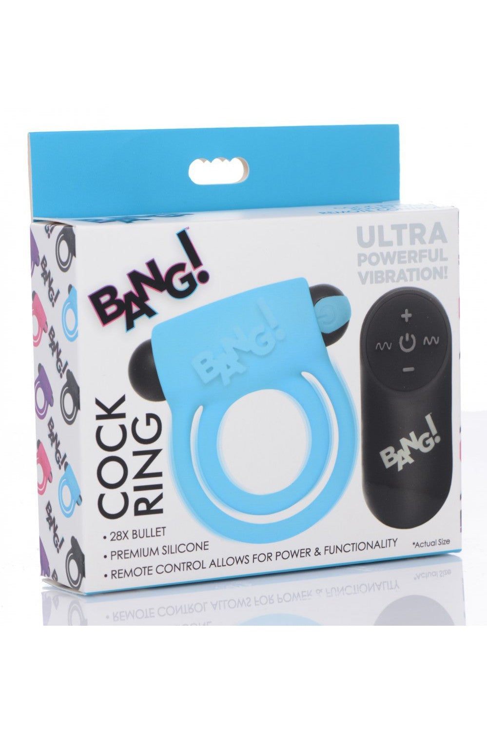 Remote Control 28X Vibrating Cock Ring and Bullet - Blue free shipping - ToysZone.ca
