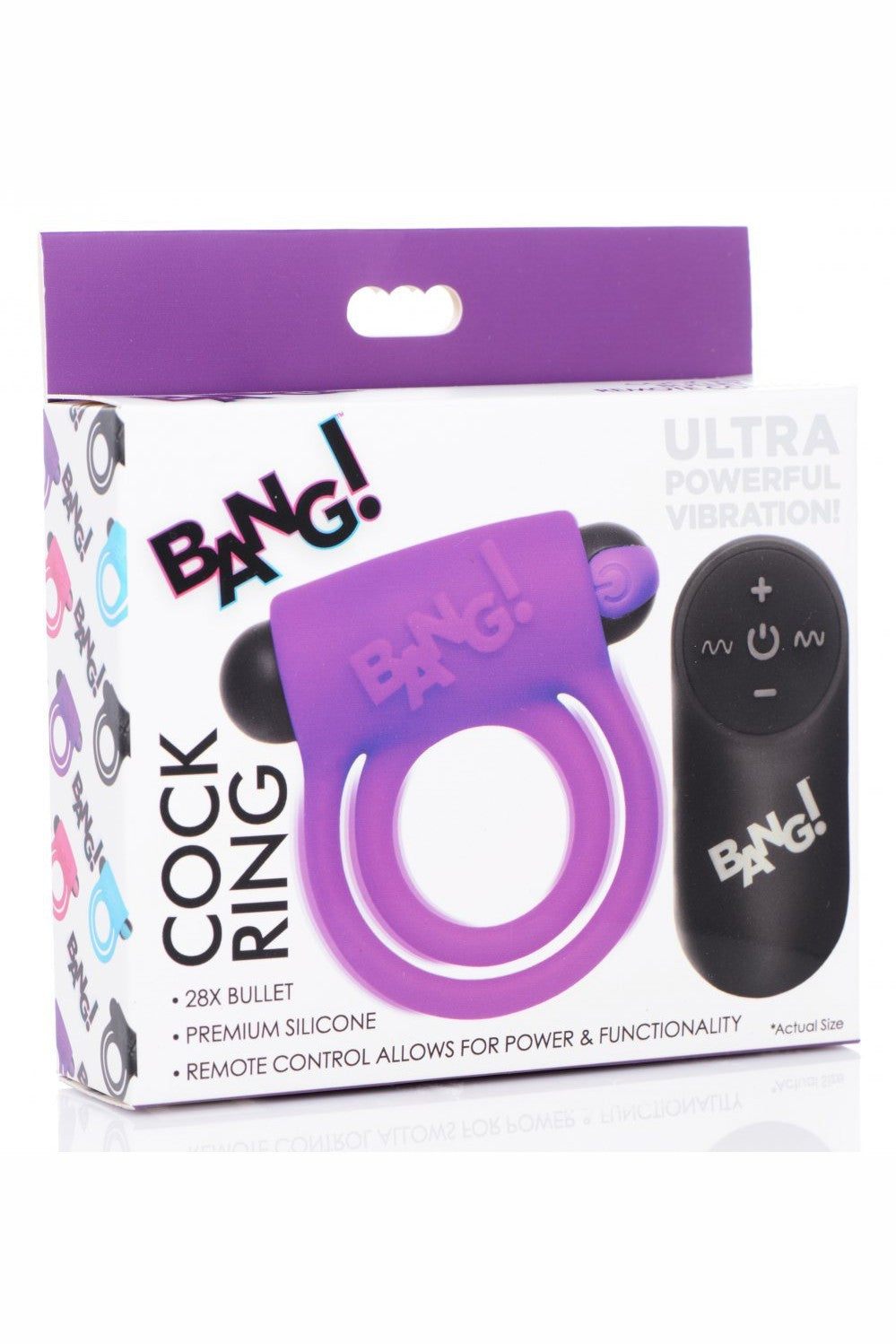 Remote Control 28X Vibrating Cock Ring and Bullet - Purple free shipping - ToysZone.ca