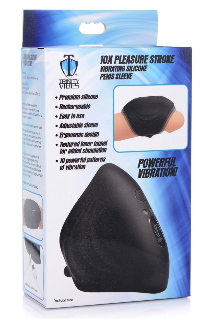 10X Pleasure Stroke Vibrating Silicone Penis Sleeve free shipping - ToysZone.ca