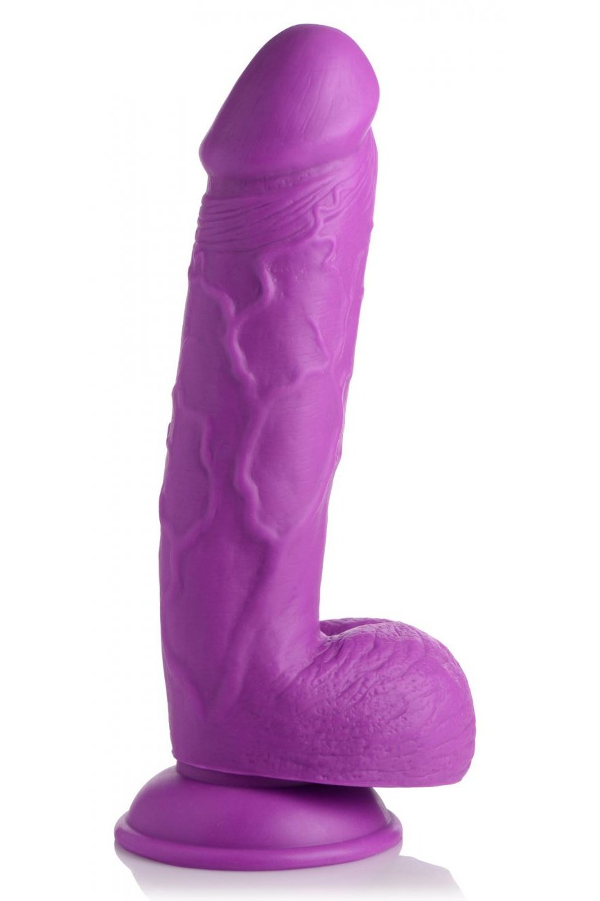 8.25 Inch Dildo with Balls - Purple Free Shipping