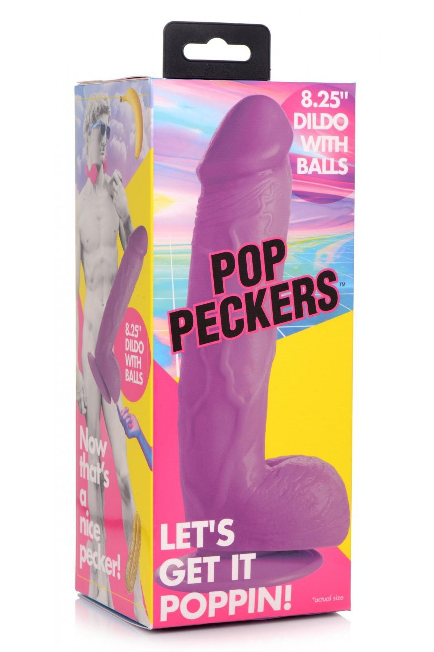 8.25 Inch Dildo with Balls - Purple Free Shipping