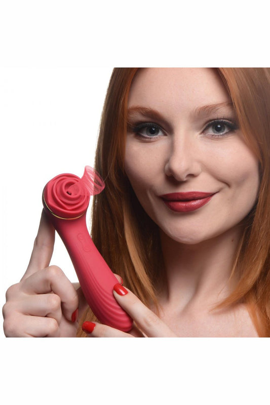 Passion Petals 10X Silicone Suction Rose Vibrator - Red Free Shipping