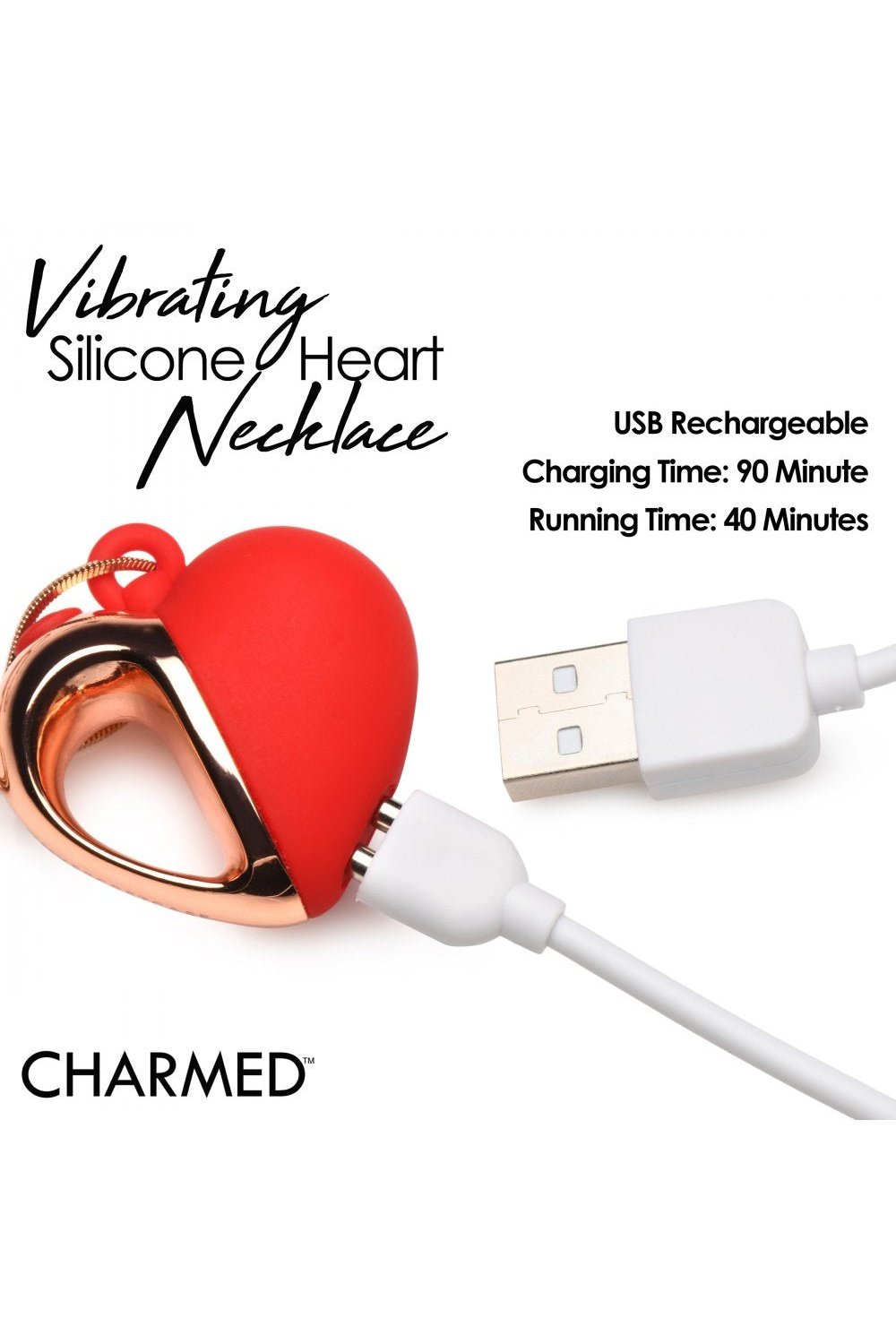 10X Vibrating Silicone Heart Necklace Free Shipping