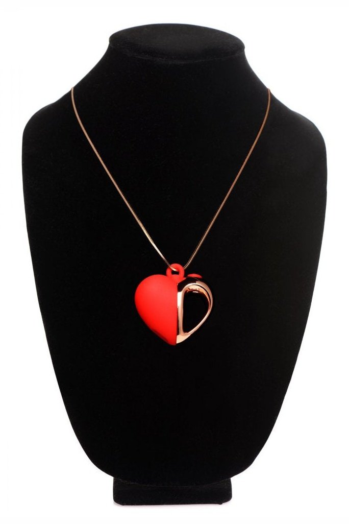 10X Vibrating Silicone Heart Necklace Free Shipping