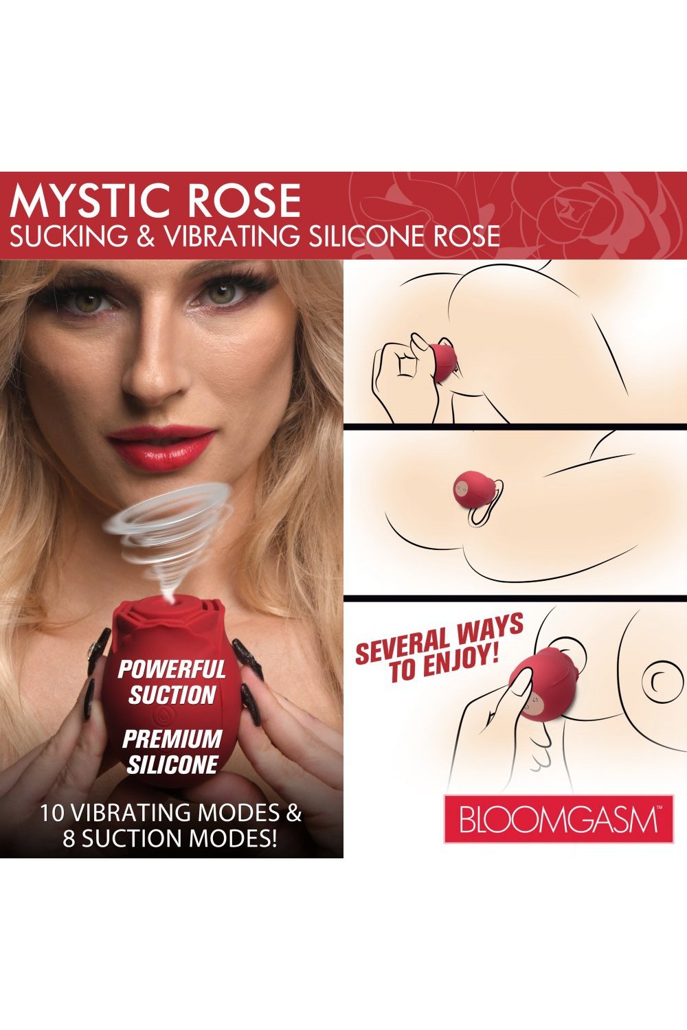 Mystic Rose Sucking and Vibrating Silicone Rose Free Shipping