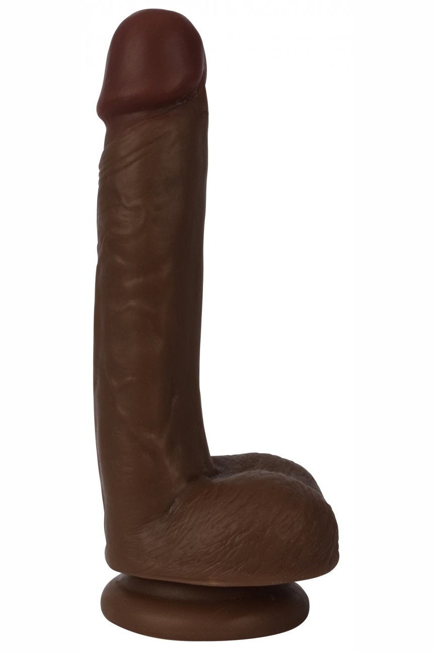 Thinz 7 Inch Slim Dildo with Balls - Dark Free Shipping