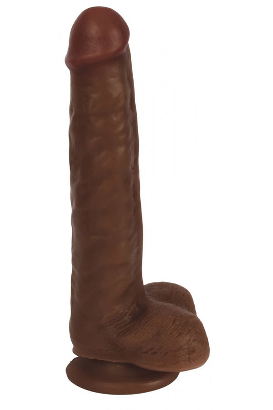 8 Inch Slim Dildo with Balls - Dark Free Shipping