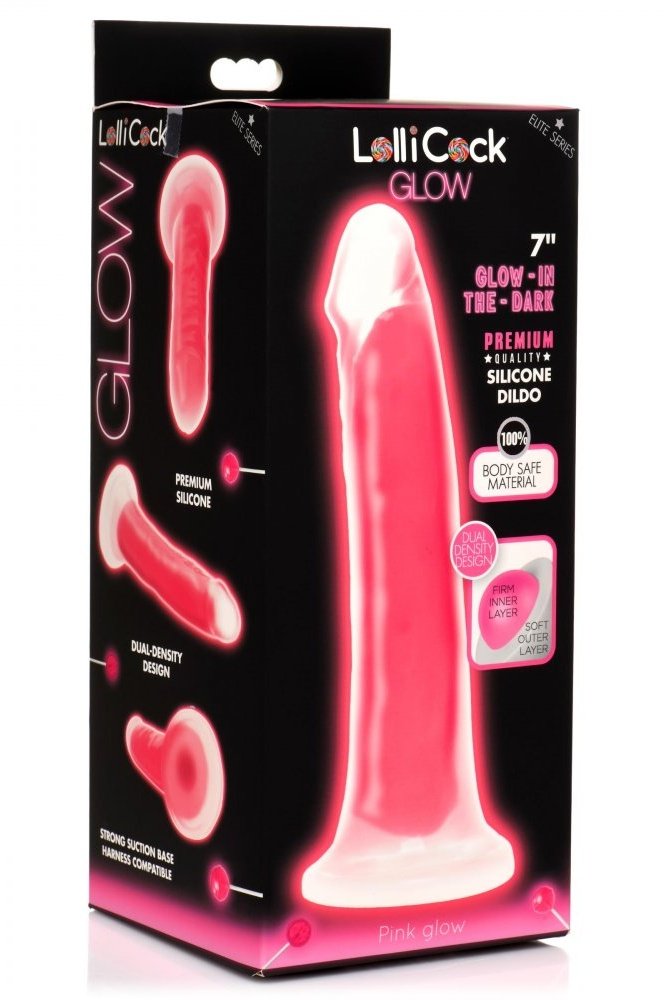 7 Inch Glow-in-the-Dark Silicone Dildo - Pink Free Shipping