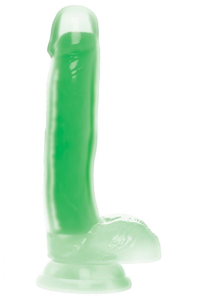 7 Inch Glow-in-the-Dark Silicone Dildo with Balls - Green Free Shipping