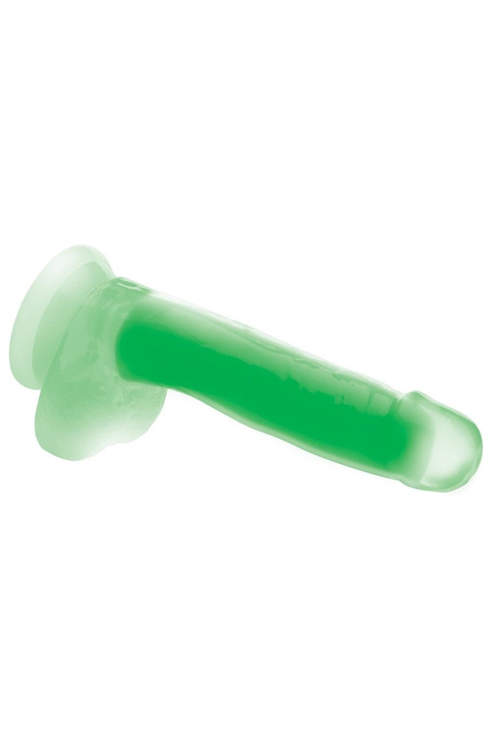 7 Inch Glow-in-the-Dark Silicone Dildo with Balls - Green Free Shipping