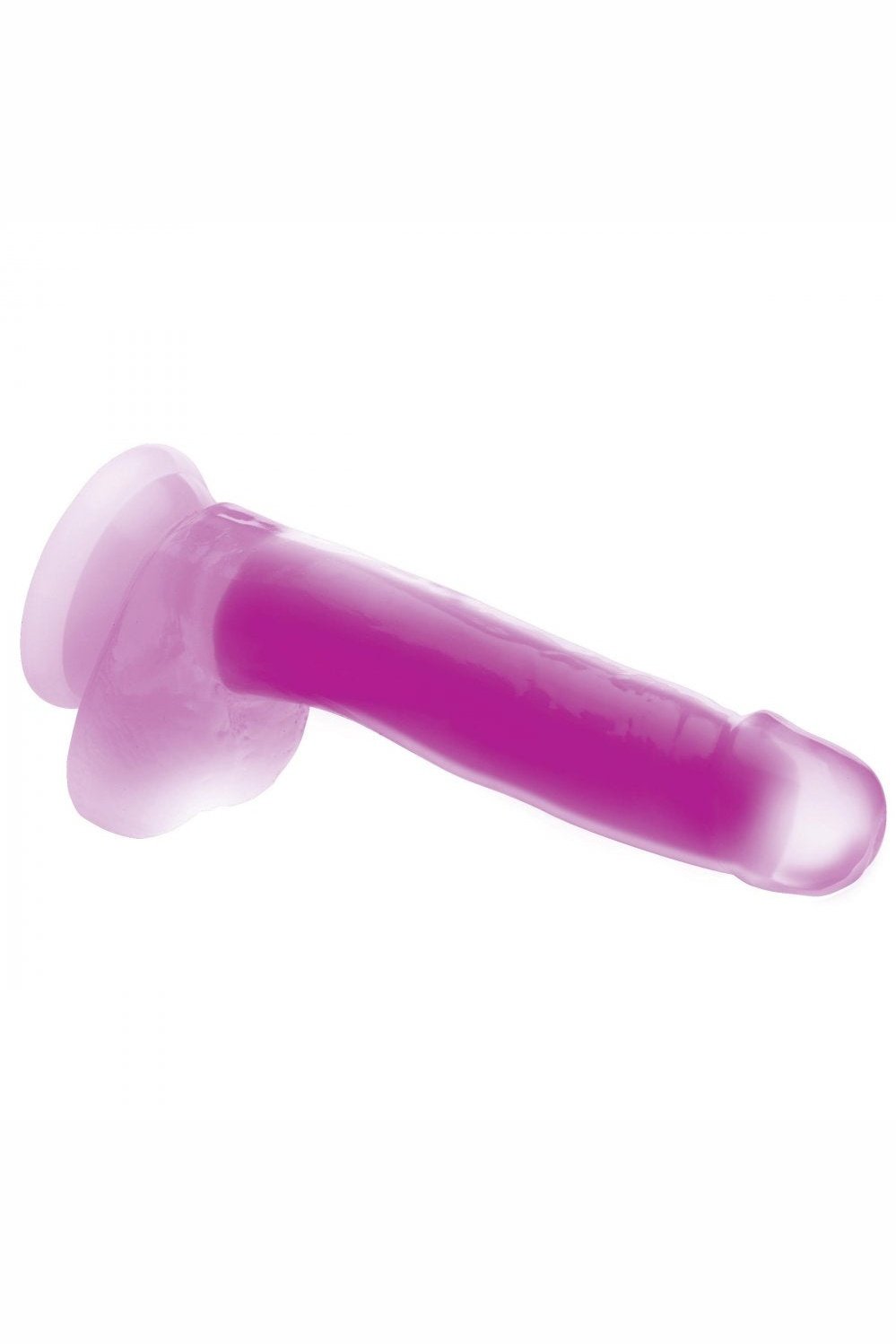 7 Inch Glow-in-the-Dark Silicone Dildo with Balls - Purple Free Shipping