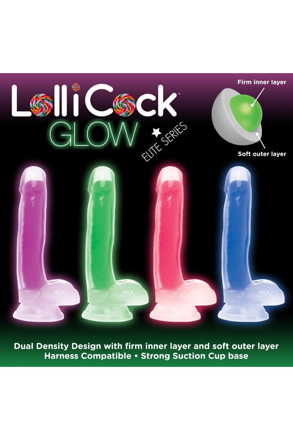 7 Inch Glow-in-the-Dark Silicone Dildo with Balls - Green Free Shipping